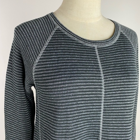 J. Jill Stretch Striped Long Sleeve Lounge Dress Gray Black Womens XS - Picture 2 of 7